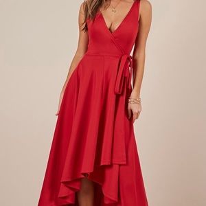 Showpo red wrap dress